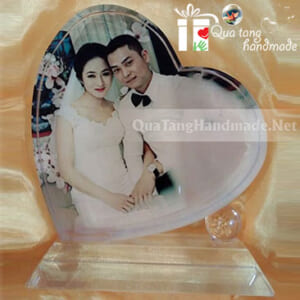 in ảnh lên pha lê tim nghiêng nhỏ