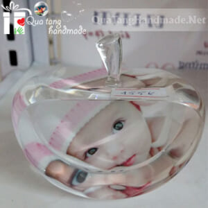 in ảnh lên pha lê trái táo