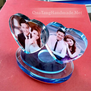 in ảnh lên pha lê tim đôi nhỏ